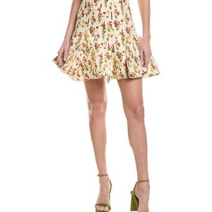 Agua Bendita Gold Mini Skirt Fit and Flare Ruffled